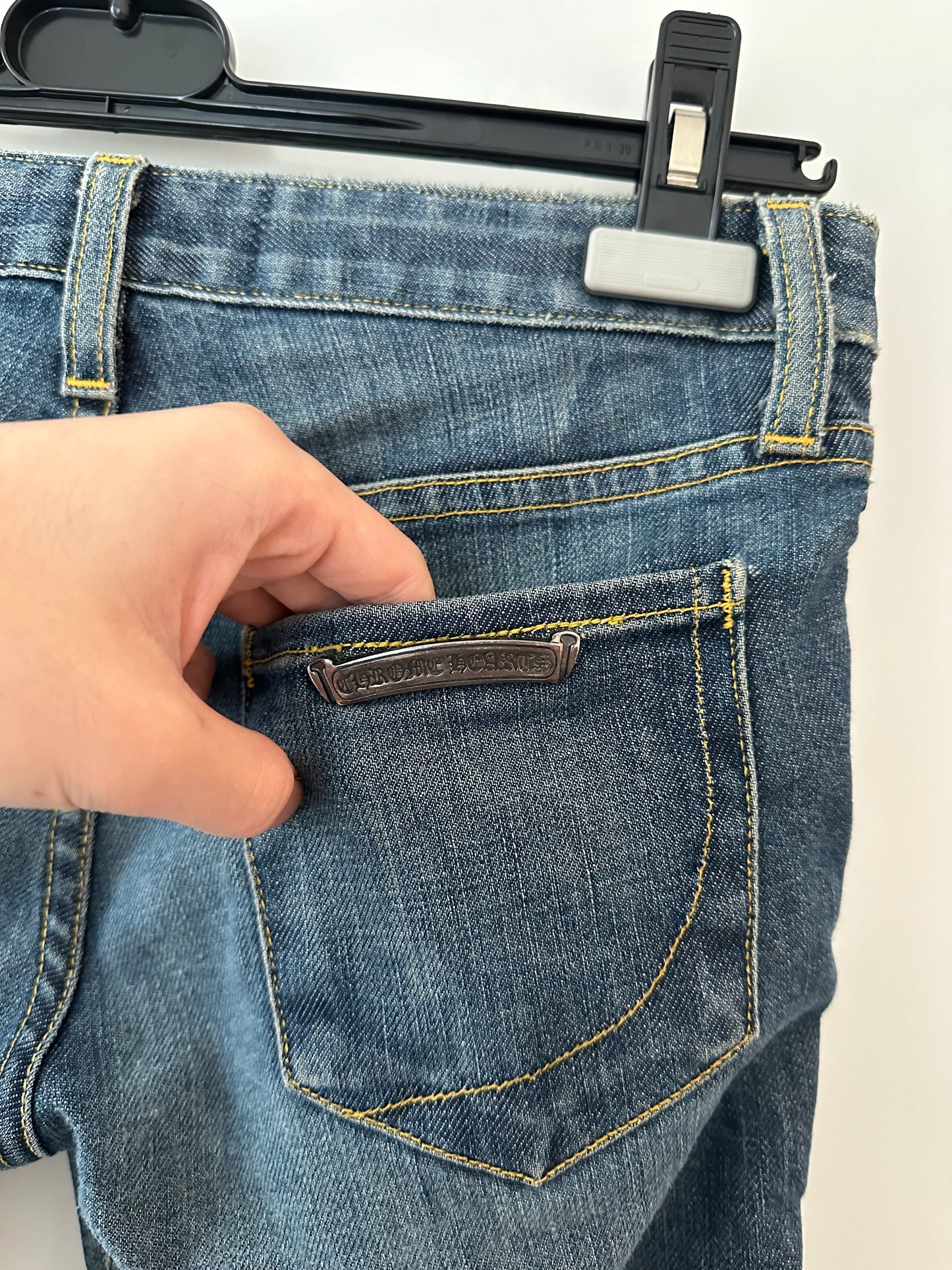 Chrome Hearts Gold Cross Patched Jeans