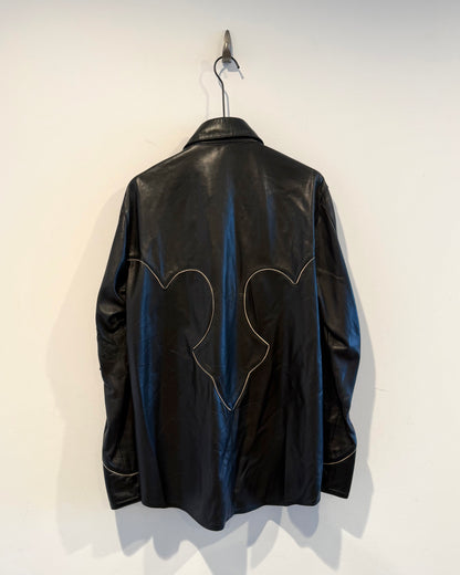 Chrome Hearts Cross Patched Western Leather Button Up Shirt