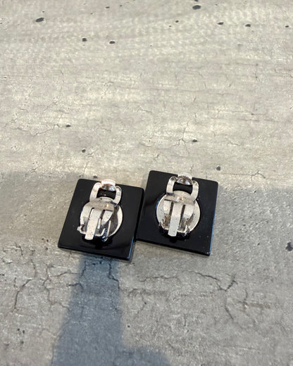 Chanel Square Plastic Clip Earrings