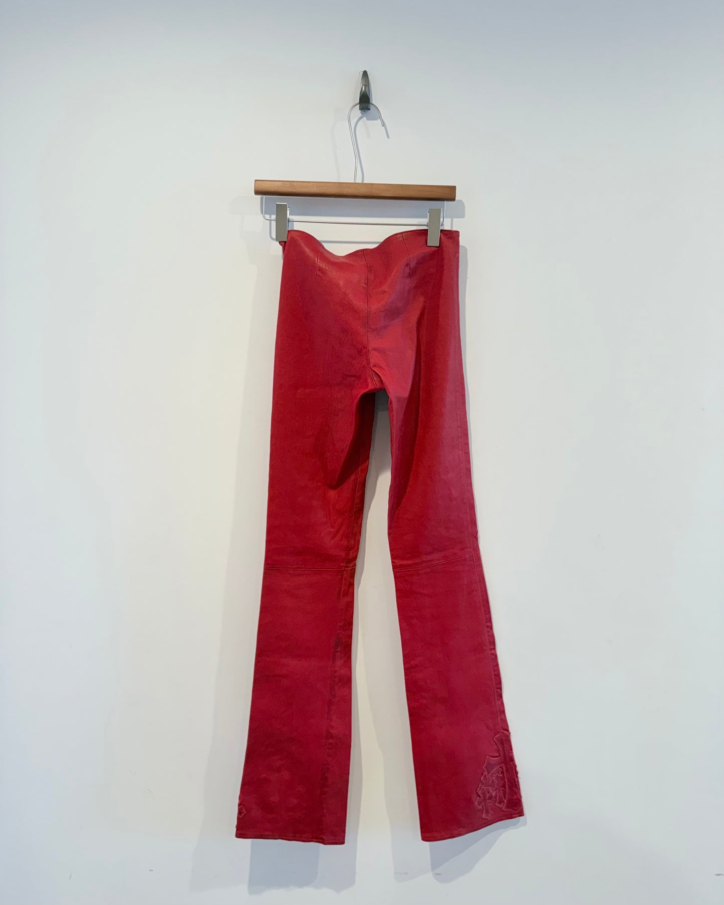 Chrome Hearts Red Cross Patched Leather Pants