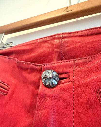 Chrome Hearts Red Cross Patched Leather Pants