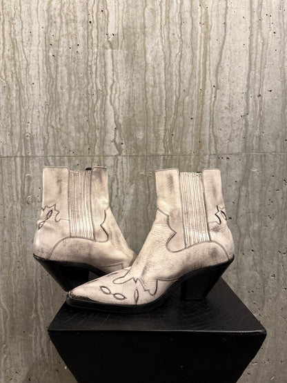 Enfants Riches Deprimes Rose Metal Tip Midnight Cowboy Boots White