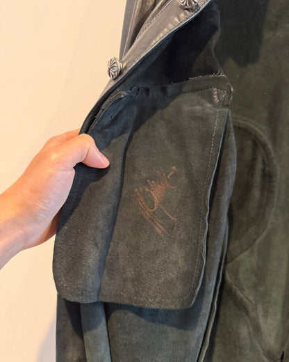 Chrome Hearts Cross Patched Western Leather Button Up Shirt