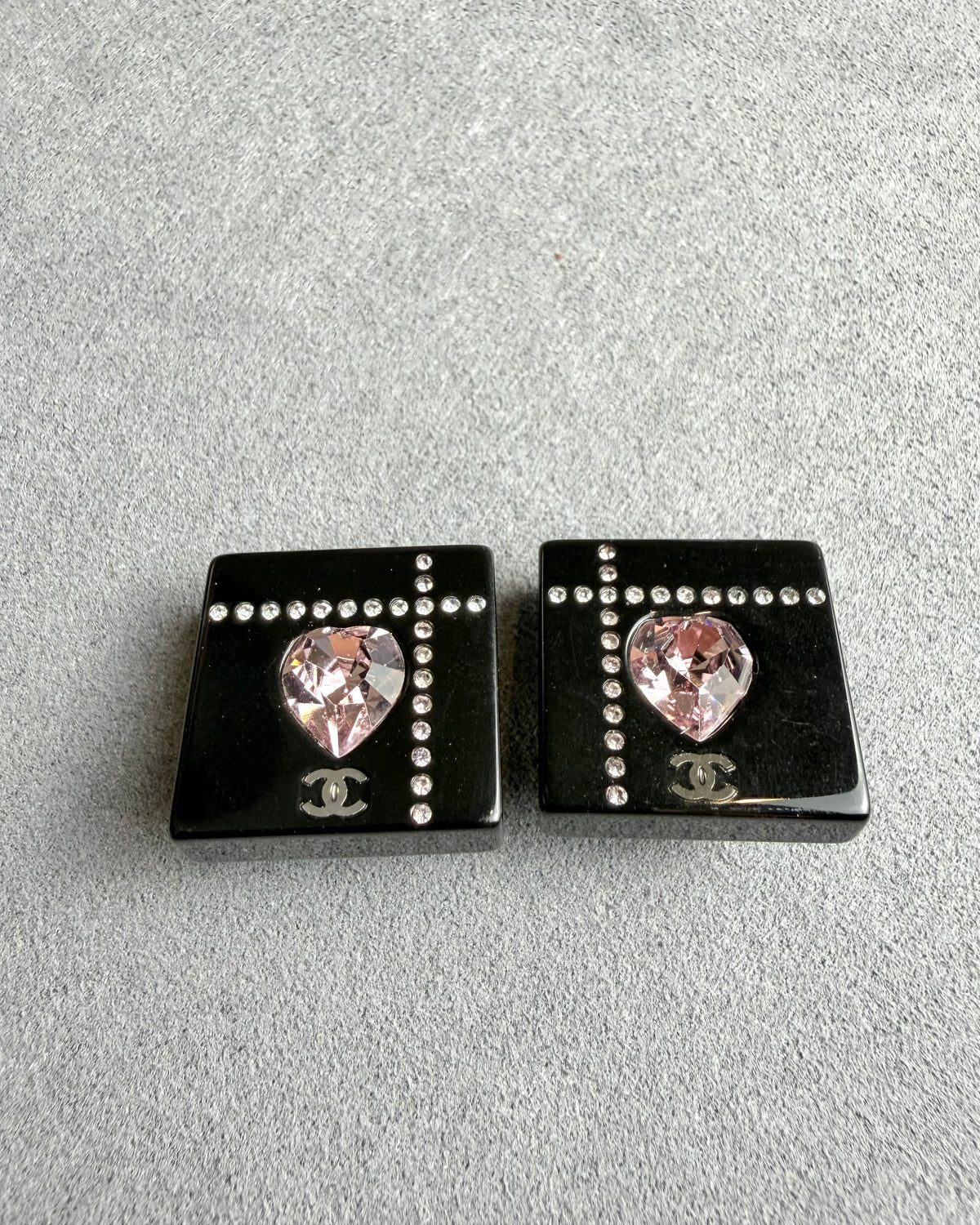 Chanel Square Plastic Clip Earrings