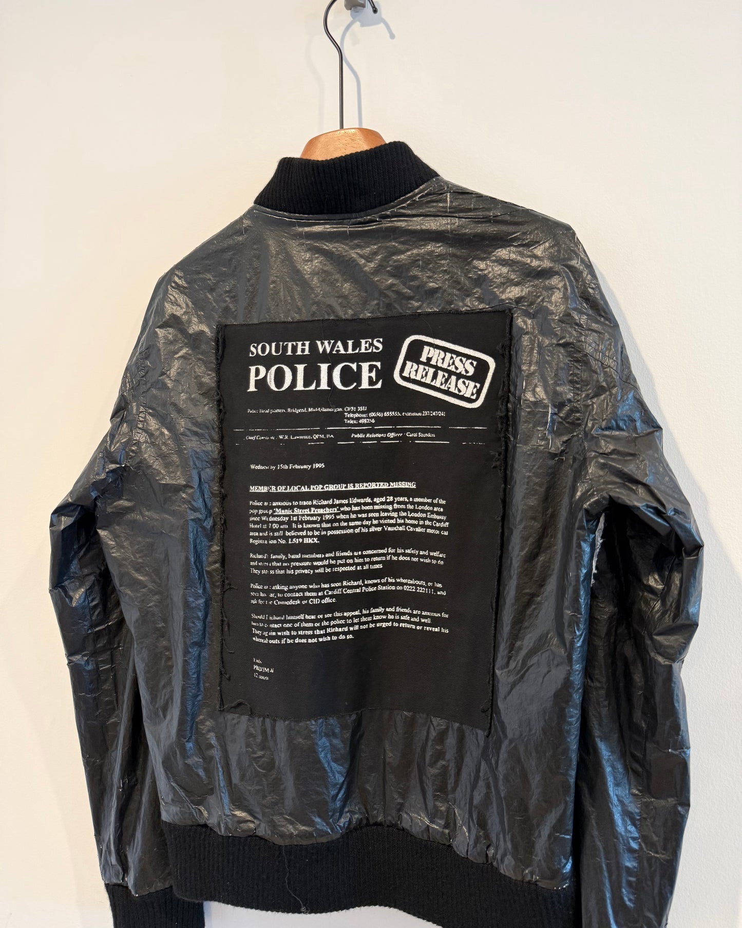 Raf Simons Aw2001 Riot Riot Riot Patched Police Bomber Jacket