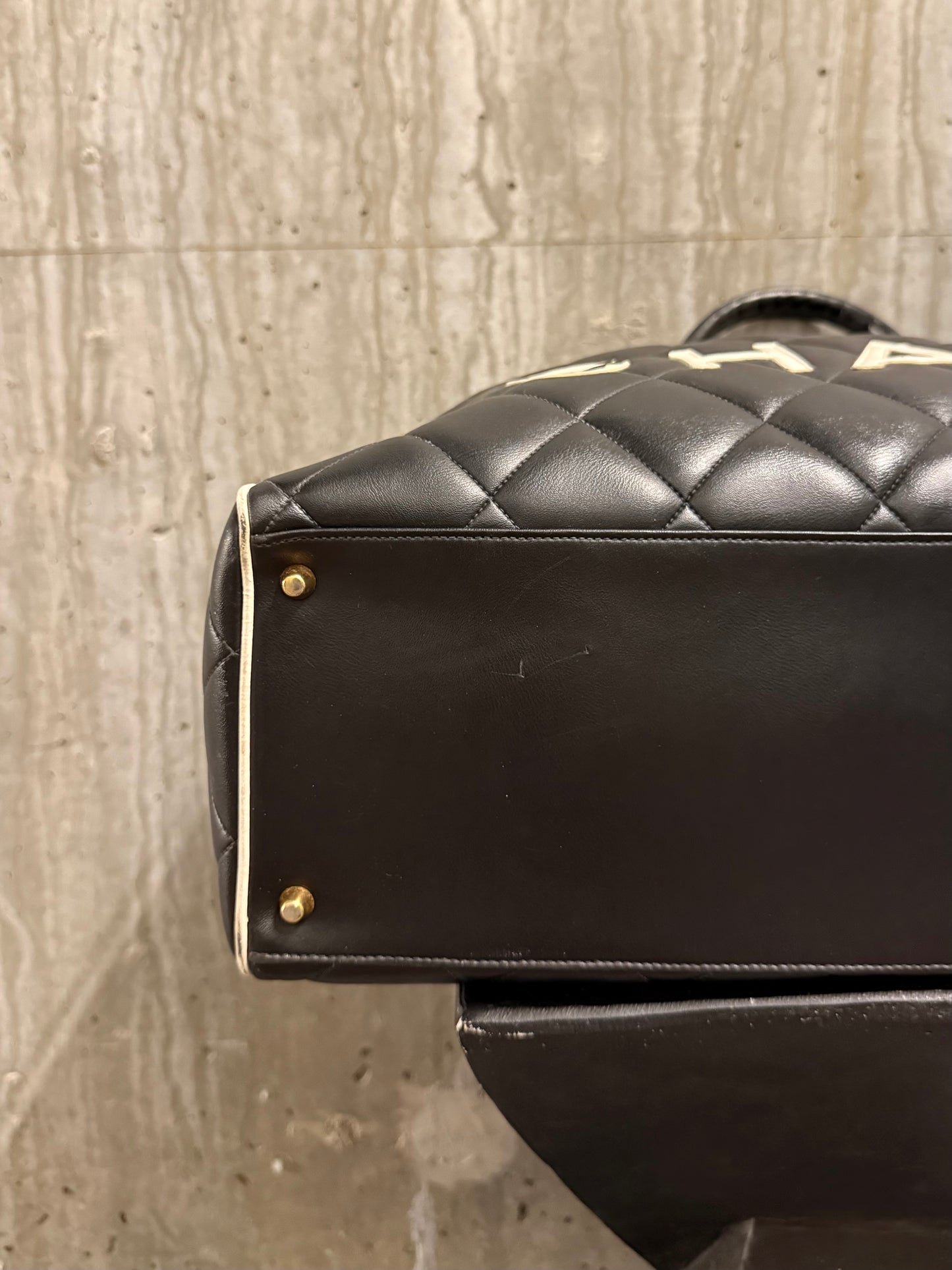 Chanel 1995 Vintage Logo Bowling Duffle Bag