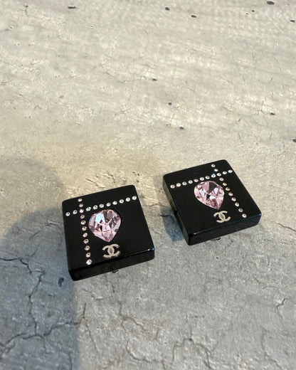 Chanel Square Plastic Clip Earrings