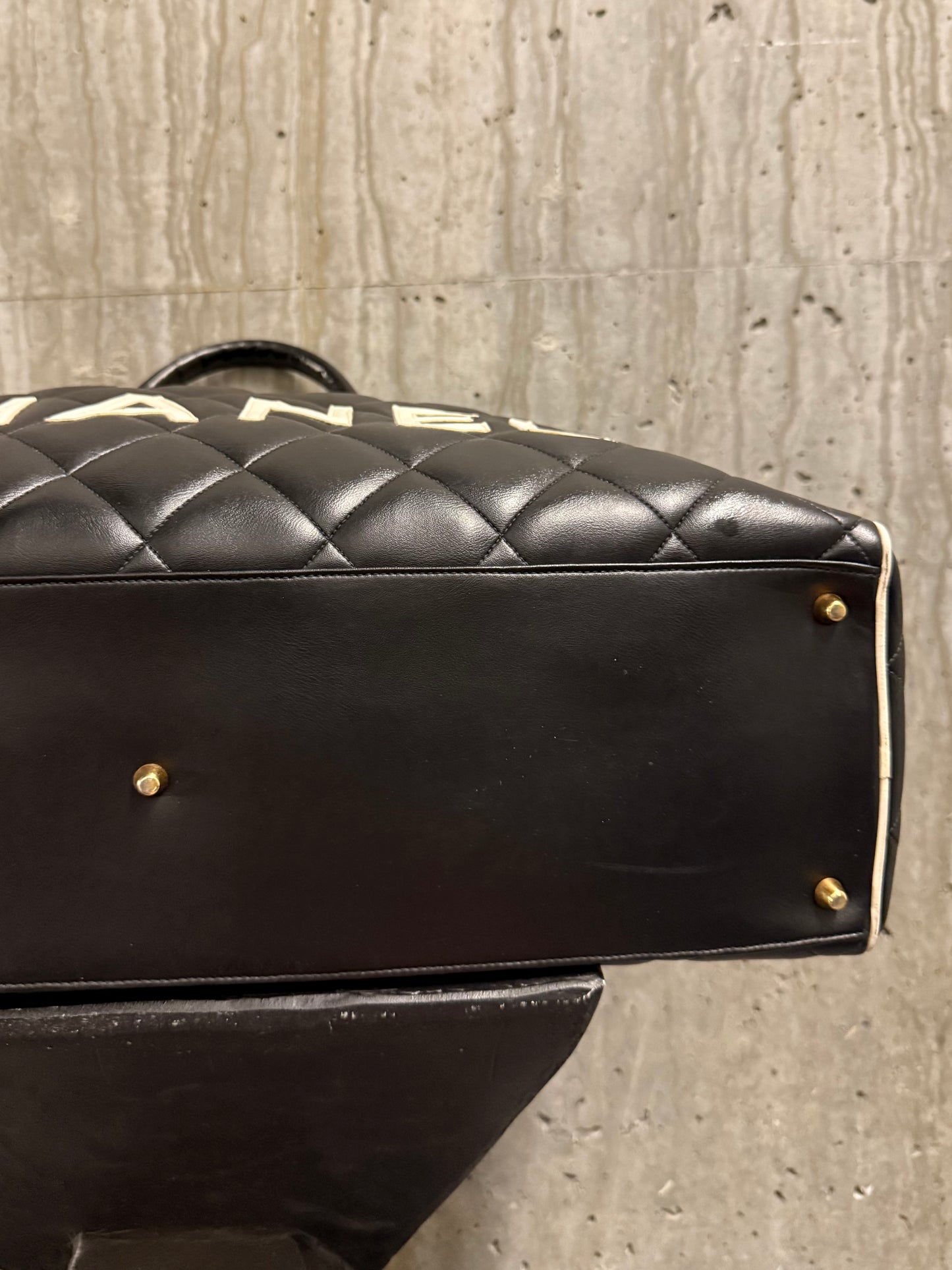 Chanel 1995 Vintage Logo Bowling Duffle Bag