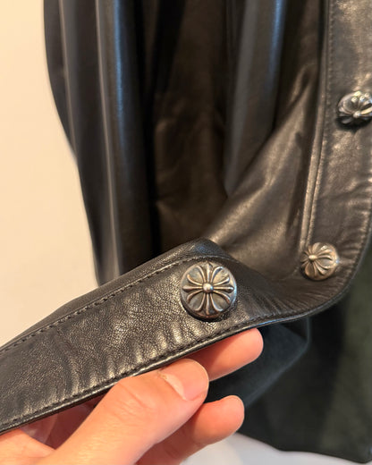 Chrome Hearts Cross Patched Western Leather Button Up Shirt
