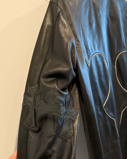 Chrome Hearts Cross Patched Western Leather Button Up Shirt