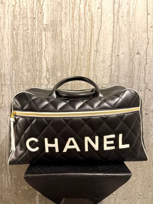 Chanel 1995 Vintage Logo Bowling Duffle Bag