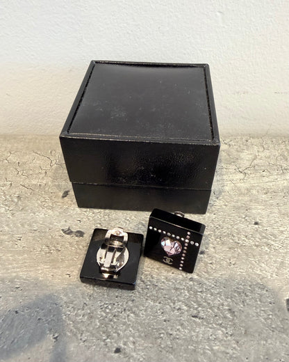 Chanel Square Plastic Clip Earrings