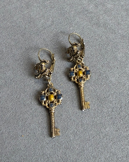 Chanel Key Crystal Drop Earrings