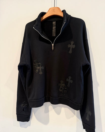 Chrome Hearts Multi Cross Patches Quarter Zip Sweatshirt