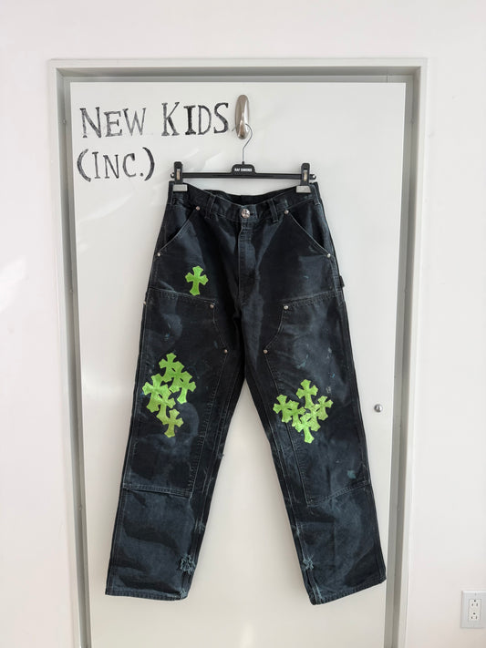 Chrome Hearts Carhartt 1/1 Green Cross Patches Pants