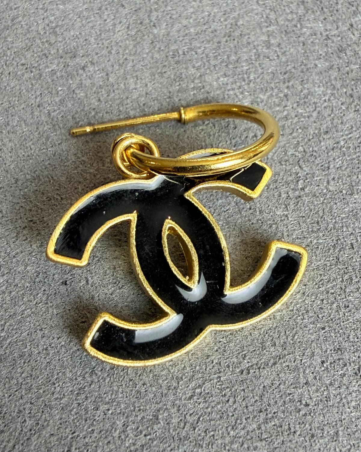 Chanel Faux Pearl & Enamel Hat CC Drop Earrirngs