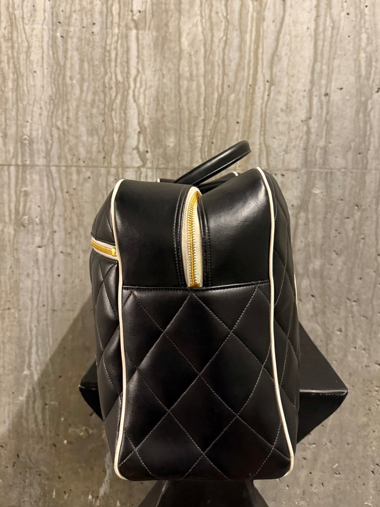 Chanel 1995 Vintage Logo Bowling Duffle Bag