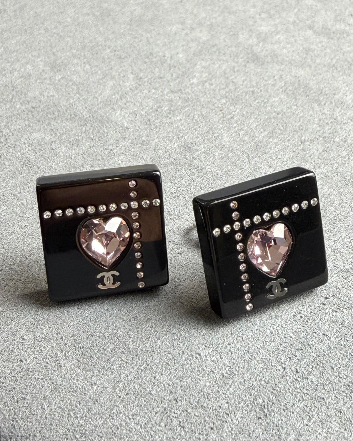 Chanel Square Plastic Clip Earrings