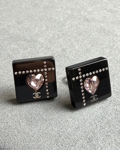 Chanel Square Plastic Clip Earrings