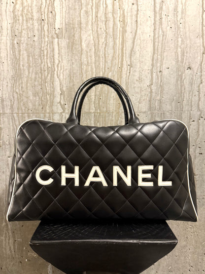 Chanel 1995 Vintage Logo Bowling Duffle Bag