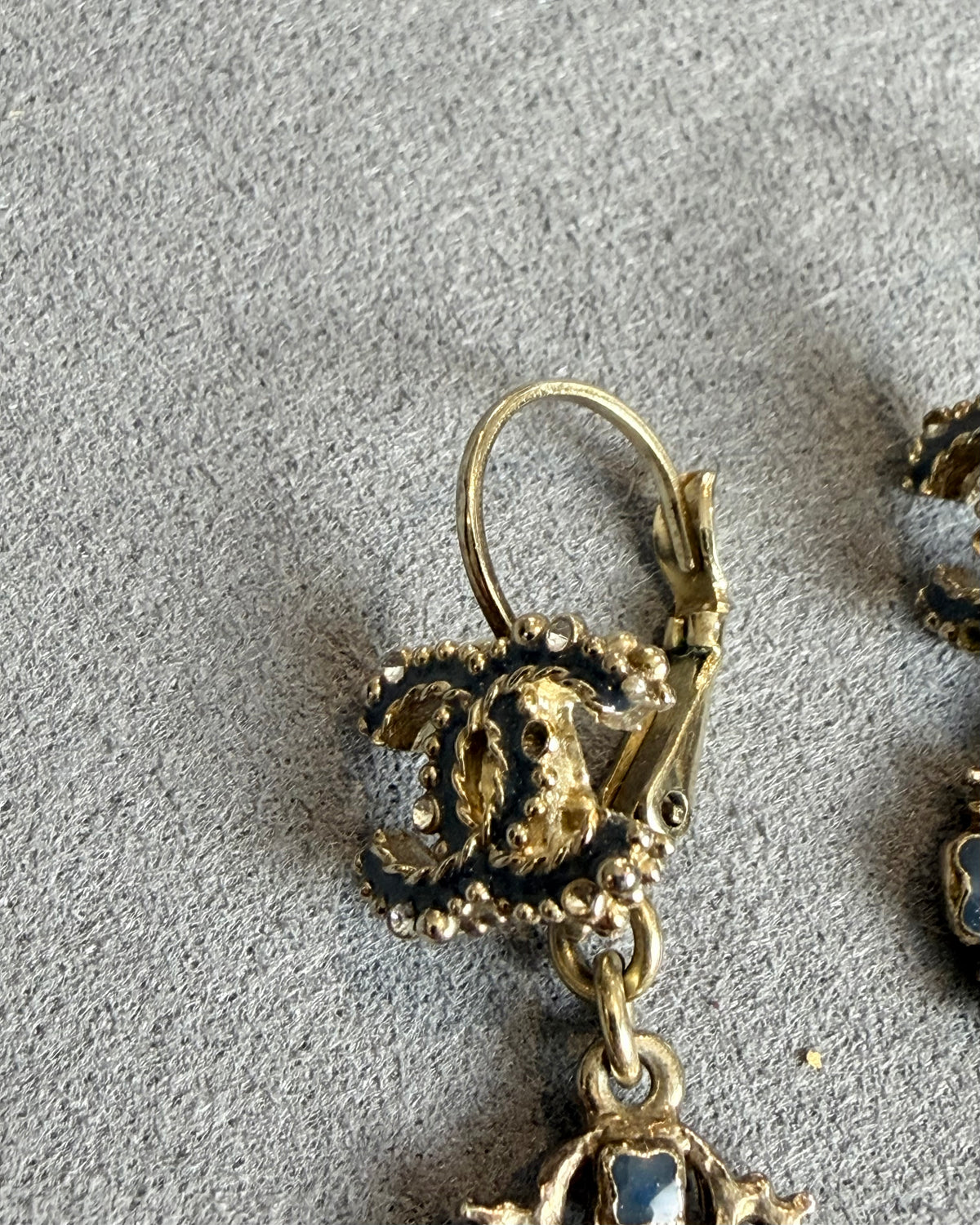 Chanel Key Crystal Drop Earrings