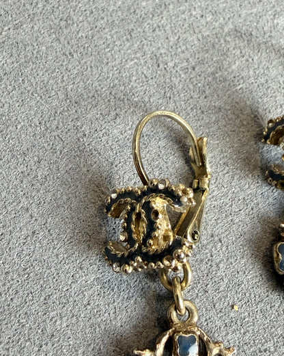 Chanel Key Crystal Drop Earrings