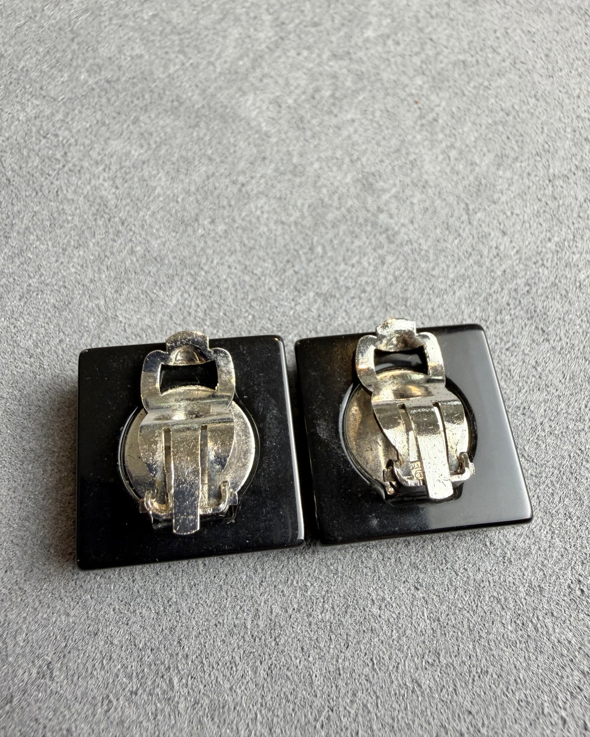 Chanel Square Plastic Clip Earrings