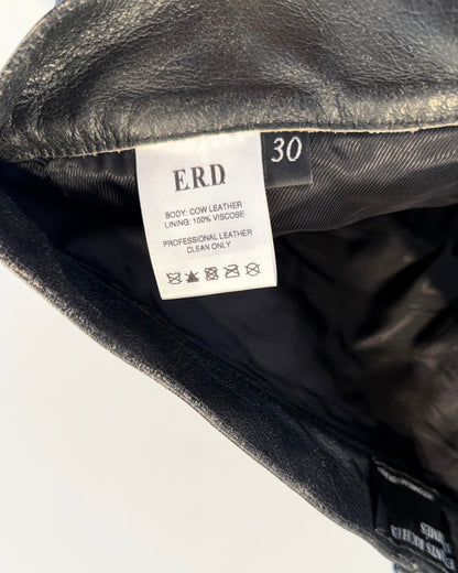 Enfants Riches Deprimes Black Distressed Raw Hem Flare Leather Pants