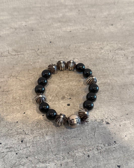 Chrome Hearts Obsidian Bead 925 Bracelet