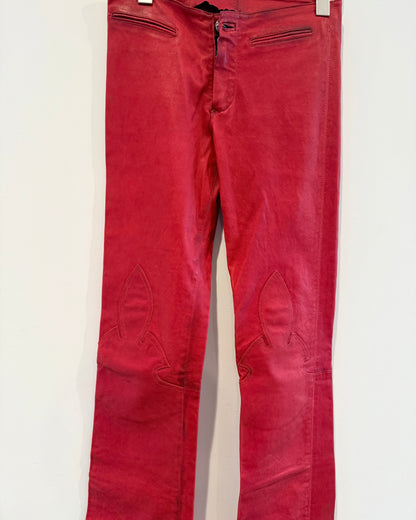 Chrome Hearts Red Cross Patched Leather Pants