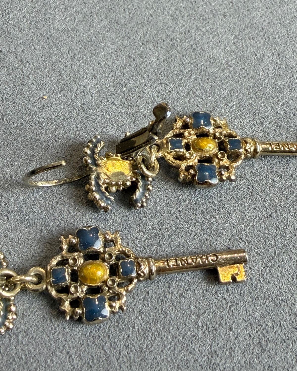 Chanel Key Crystal Drop Earrings