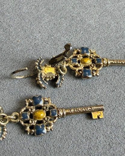 Chanel Key Crystal Drop Earrings